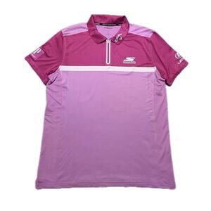 Skechers GO GOLF Tour Polo Men’s XL Magenta Pink Zip Callaway Lexus AP 18Birdies